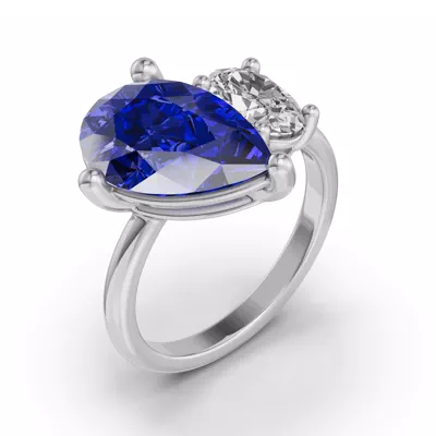 Toi Et Moi Oval Lab Diamond & Pear Sapphire Ring (6.00 ct. tw.)