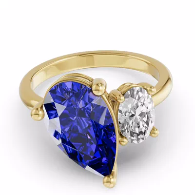 Toi Et Moi Oval Lab Diamond & Pear Sapphire Ring (6.00 ct. tw.)