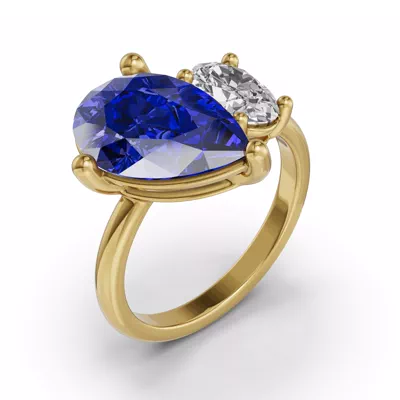 Toi Et Moi Oval Lab Diamond & Pear Sapphire Ring (6.00 ct. tw.)