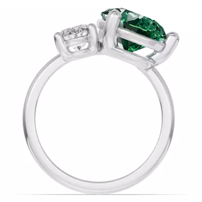 Toi Et Moi Oval Lab Diamond & Pear Emerald Ring (6.00 ct. tw.)