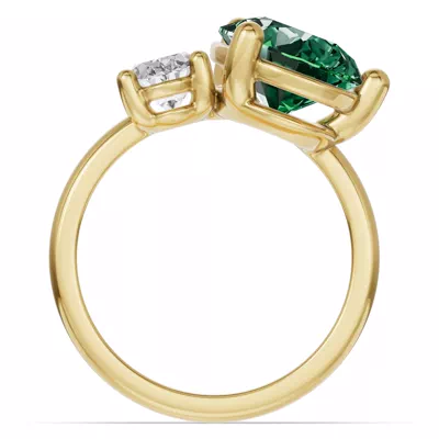 Toi Et Moi Oval Lab Diamond & Pear Emerald Ring (6.00 ct. tw.)