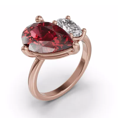 Toi Et Moi Oval Lab Diamond & Pear Ruby Ring (6.00 ct. tw.)