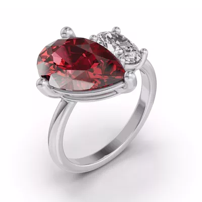 Toi Et Moi Oval Lab Diamond & Pear Ruby Ring (6.00 ct. tw.)