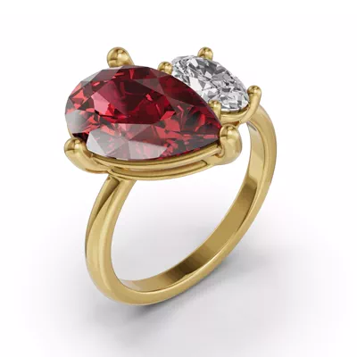 Toi Et Moi Oval Lab Diamond & Pear Ruby Ring (6.00 ct. tw.)
