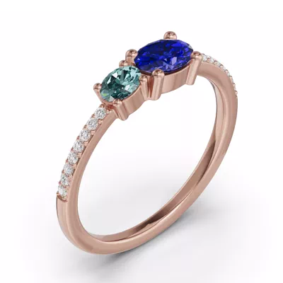 Toi Et Moi Deux Bleu Pavé Ring