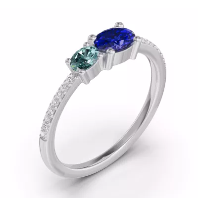 Toi Et Moi Deux Bleu Pavé Ring