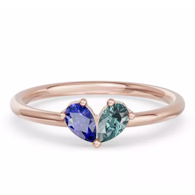 Toi Et Moi Deux Bleu Pear Ring