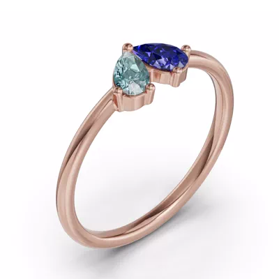 Toi Et Moi Deux Bleu Pear Ring