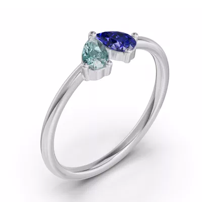 Toi Et Moi Deux Bleu Pear Ring
