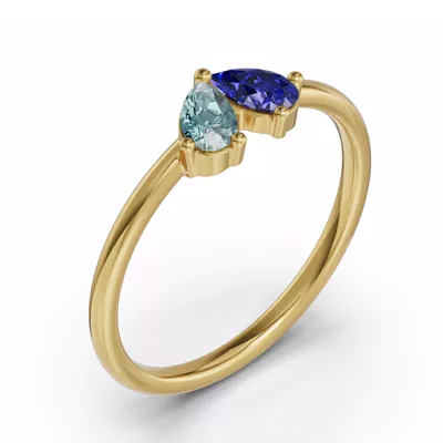 Toi Et Moi Deux Bleu Pear Ring