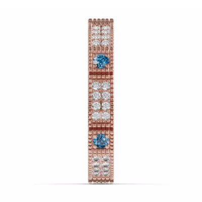 Swiss Blue Topaz & Lab Diamond Milgrain Eternity Band