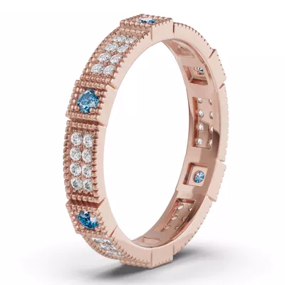 Swiss Blue Topaz & Diamond Milgrain Eternity Band