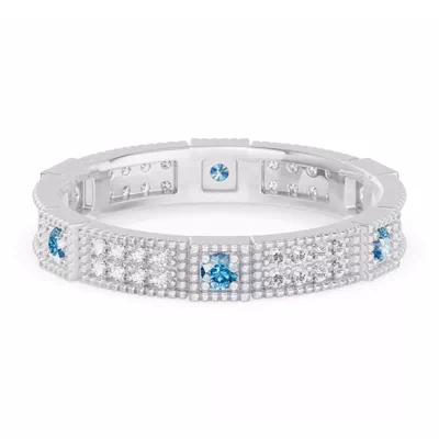 Swiss Blue Topaz & Lab Diamond Milgrain Eternity Band