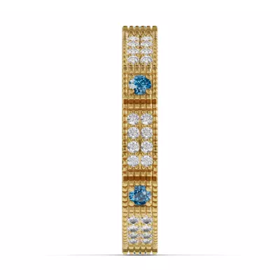 Swiss Blue Topaz & Lab Diamond Milgrain Eternity Band