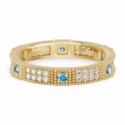 Swiss Blue Topaz & Diamond Milgrain Eternity Band