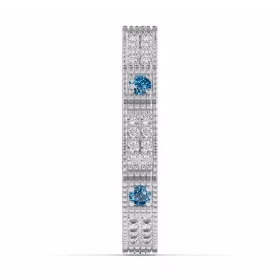 Swiss Blue Topaz & Diamond Milgrain Eternity Band