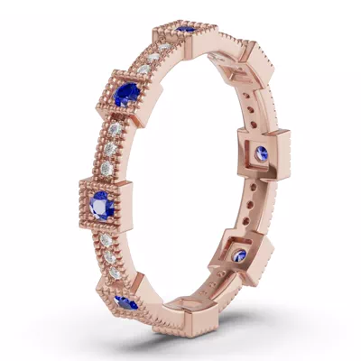 Sapphire & Lab Diamond Milgrain Eternity Band