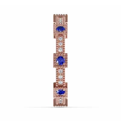 Sapphire & Lab Diamond Milgrain Eternity Band
