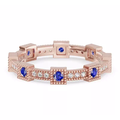 Sapphire & Diamond Milgrain Eternity Band