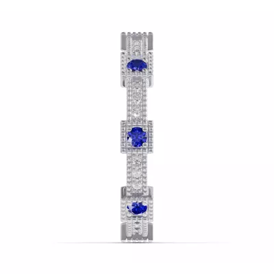 Sapphire & Lab Diamond Milgrain Eternity Band