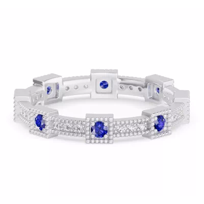 Sapphire & Diamond Milgrain Eternity Band