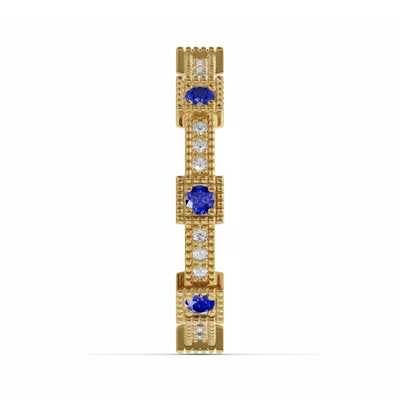 Sapphire & Diamond Milgrain Eternity Band