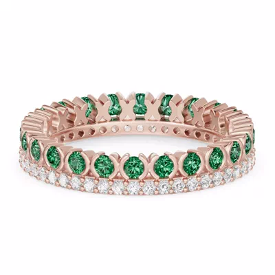 Emerald & Lab Diamond XO Eternity Ring