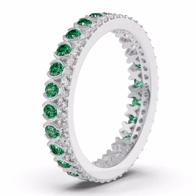 Emerald & Lab Diamond XO Eternity Ring