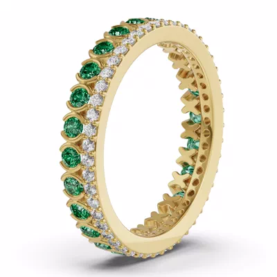 Emerald & Lab Diamond XO Eternity Ring