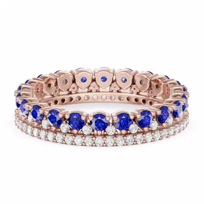 Sapphire & Lab Diamond Double Row Eternity Ring