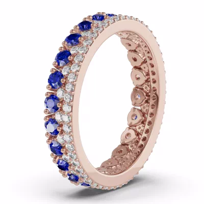 Sapphire & Lab Diamond Double Row Eternity Ring