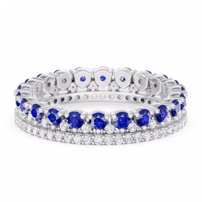 Sapphire & Lab Diamond Double Row Eternity Ring