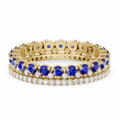 Sapphire & Lab Diamond Double Row Eternity Ring