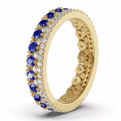 Sapphire & Diamond Double Row Eternity Ring