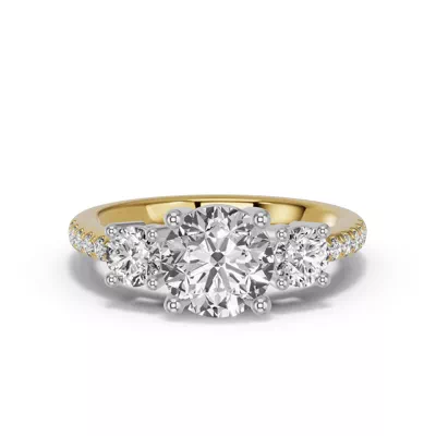 Classic Three-Stone Pavé Lab Engagement Ring (1.14 ct. tw.)