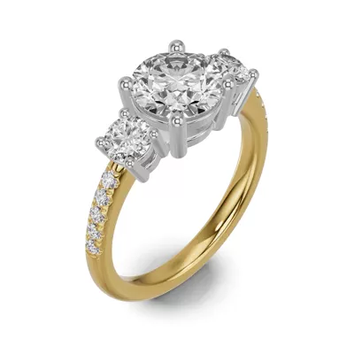 Classic Three-Stone Pavé Lab Engagement Ring (1.14 ct. tw.)