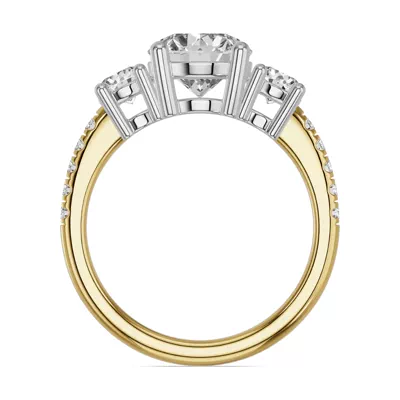 Classic Three-Stone Pavé Lab Engagement Ring (1.14 ct. tw.)
