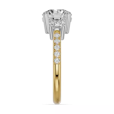 Classic Three-Stone Pavé Lab Engagement Ring (1.14 ct. tw.)