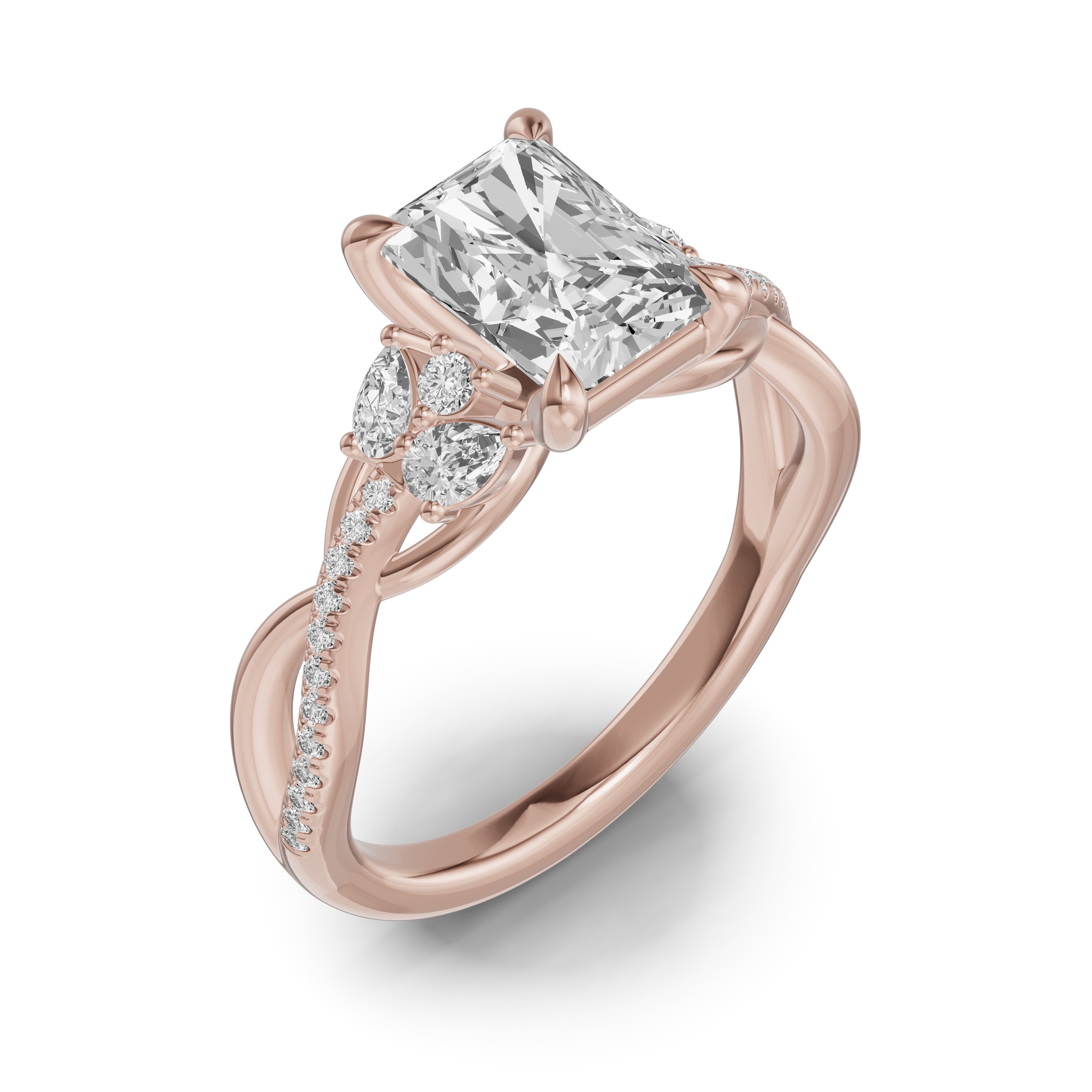 Papillon Twist Pavé Engagement Ring