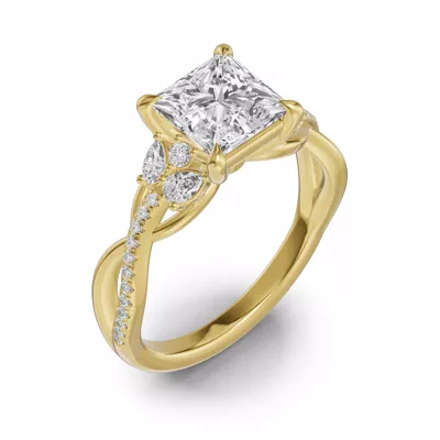 Papillon Twist Pavé Engagement Ring