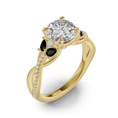 Papillon Twist Pavé Black Diamond Engagement Ring