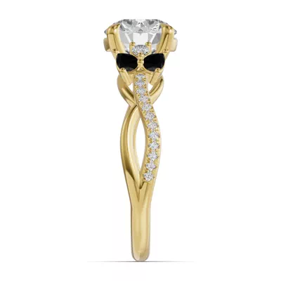 Papillon Twist Pavé Black Diamond Engagement Ring