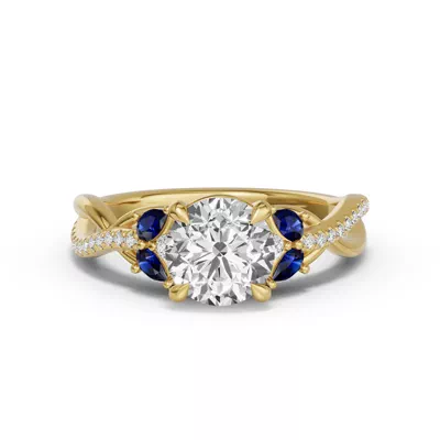 Papillon Twist Pavé Sapphire Engagement Ring