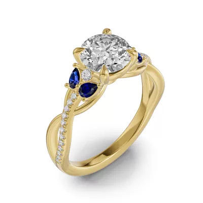 Papillon Twist Pavé Sapphire Engagement Ring