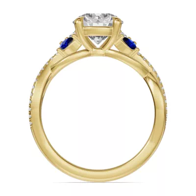 Papillon Twist Pavé Sapphire Engagement Ring