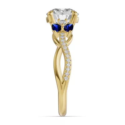 Papillon Twist Pavé Sapphire Engagement Ring