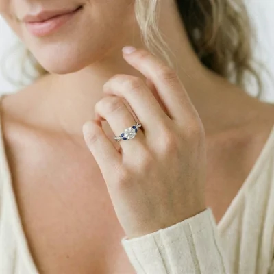 Papillon Twist Pavé Sapphire Engagement Ring