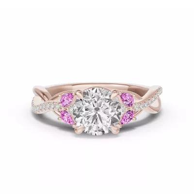 Papillon Twist Pavé Pink Sapphire Engagement Ring