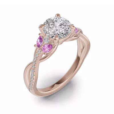 Papillon Twist Pavé Pink Sapphire Engagement Ring