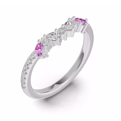 Papillon Pavé Pink Sapphire Band
